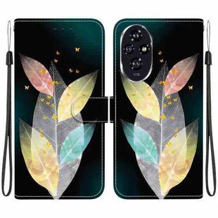 For Honor 200 5G Crystal Texture Colored Drawing Leather Phone Case(Colored Leaves)