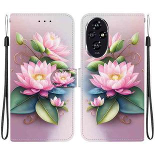 For Honor 200 5G Crystal Texture Colored Drawing Leather Phone Case(Lotus)