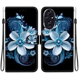 For Honor 200 5G Crystal Texture Colored Drawing Leather Phone Case(Black Orchid)