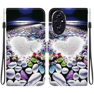 For Honor 200 5G Crystal Texture Colored Drawing Leather Phone Case(Heart Shaped)