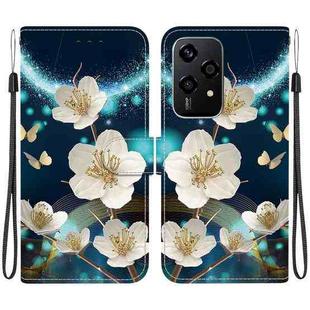 For Honor 200 Lite Global Crystal Texture Colored Drawing Leather Phone Case(Magnolia)