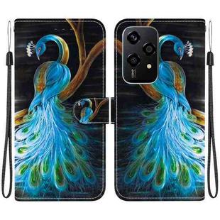 For Honor 200 Lite Global Crystal Texture Colored Drawing Leather Phone Case(Peacock)