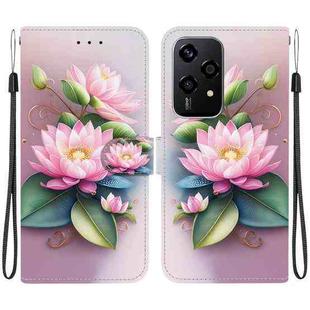 For Honor 200 Lite Global Crystal Texture Colored Drawing Leather Phone Case(Lotus)