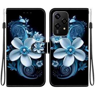 For Honor 200 Lite Global Crystal Texture Colored Drawing Leather Phone Case(Black Orchid)