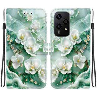 For Honor 200 Lite Global Crystal Texture Colored Drawing Leather Phone Case(Jade Flowers)