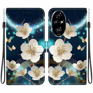 For Honor 200 Pro 5G Crystal Texture Colored Drawing Leather Phone Case(Magnolia)