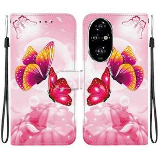 For Honor 200 Pro 5G Crystal Texture Colored Drawing Leather Phone Case(Pink Butterflies)