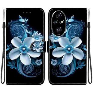 For Honor 200 Pro 5G Crystal Texture Colored Drawing Leather Phone Case(Black Orchid)