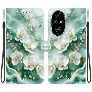 For Honor 200 Pro 5G Crystal Texture Colored Drawing Leather Phone Case(Jade Flowers)