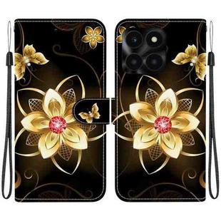 For Honor X6a Crystal Texture Colored Drawing Leather Phone Case(Gold Flower)