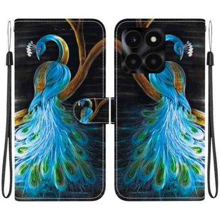 For Honor X6a Crystal Texture Colored Drawing Leather Phone Case(Peacock)