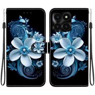 For Honor X6a Crystal Texture Colored Drawing Leather Phone Case(Black Orchid)