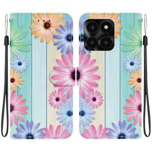 For Honor X6a Crystal Texture Colored Drawing Leather Phone Case(Sunflowers)