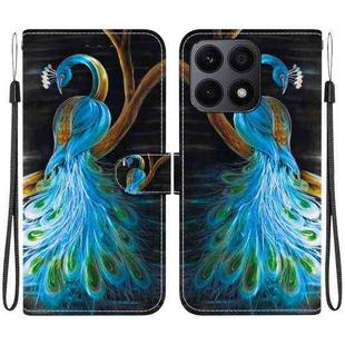 For Honor X8a Crystal Texture Colored Drawing Leather Phone Case(Peacock)