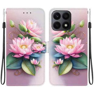 For Honor X8a Crystal Texture Colored Drawing Leather Phone Case(Lotus)