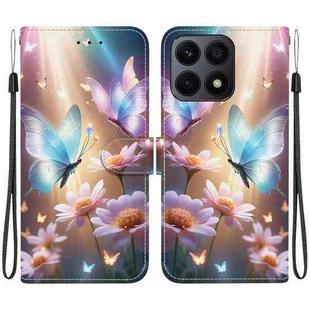 For Honor X8a Crystal Texture Colored Drawing Leather Phone Case(Butterfly Love Flower)