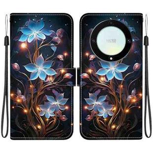 For Honor X9a Crystal Texture Colored Drawing Leather Phone Case(Little Lantern Flower)