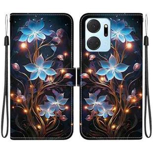 For Honor X7a Crystal Texture Colored Drawing Leather Phone Case(Little Lantern Flower)