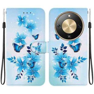 For Honor X70 5G Crystal Texture Colored Drawing Leather Phone Case(Blue Butterflies)