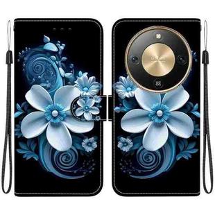 For Honor X70 5G Crystal Texture Colored Drawing Leather Phone Case(Black Orchid)