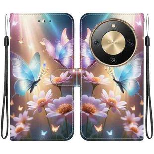 For Honor X70 5G Crystal Texture Colored Drawing Leather Phone Case(Butterfly Love Flower)
