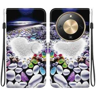 For Honor X70 5G Crystal Texture Colored Drawing Leather Phone Case(Heart Shaped)
