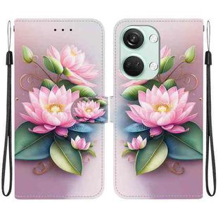 For OnePlus Ace 2V 5G / Nord 3 Crystal Texture Colored Drawing Leather Phone Case(Lotus)