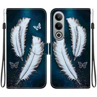 For OnePlus Nord CE4 5G Crystal Texture Colored Drawing Leather Phone Case(White Butterfly Feathers)