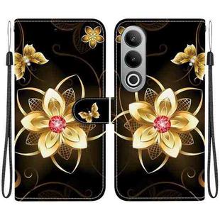 For OnePlus Nord CE4 5G Crystal Texture Colored Drawing Leather Phone Case(Gold Flower)