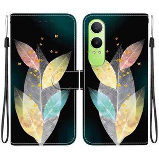 For OnePlus Nord CE4 Lite Crystal Texture Colored Drawing Leather Phone Case(Colored Leaves)