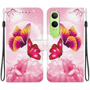 For OnePlus Nord CE4 Lite Crystal Texture Colored Drawing Leather Phone Case(Pink Butterflies)