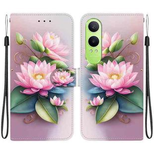 For OnePlus Nord CE4 Lite Crystal Texture Colored Drawing Leather Phone Case(Lotus)