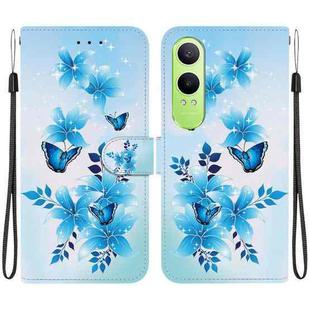 For OnePlus Nord CE4 Lite Crystal Texture Colored Drawing Leather Phone Case(Blue Butterflies)