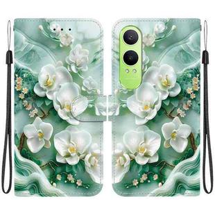 For OnePlus Nord CE4 Lite Crystal Texture Colored Drawing Leather Phone Case(Jade Flowers)