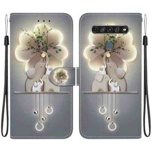 For LG K61 Crystal Texture Colored Drawing Leather Phone Case(Elephants)