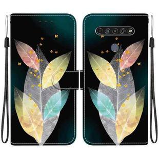 For LG K61 Crystal Texture Colored Drawing Leather Phone Case(Colored Leaves)