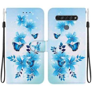 For LG K61 Crystal Texture Colored Drawing Leather Phone Case(Blue Butterflies)