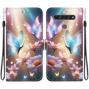 For LG K61 Crystal Texture Colored Drawing Leather Phone Case(Butterfly Love Flower)