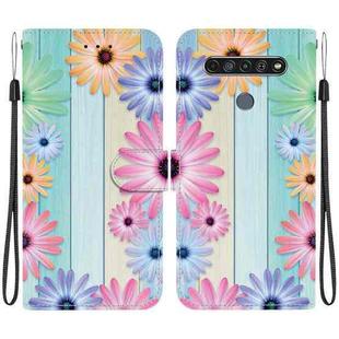 For LG K61 Crystal Texture Colored Drawing Leather Phone Case(Sunflowers)