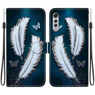 For LG Velvet  5G/ G9 4G Crystal Texture Colored Drawing Leather Phone Case(White Butterfly Feathers)