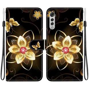 For LG Velvet  5G/ G9 4G Crystal Texture Colored Drawing Leather Phone Case(Gold Flower)