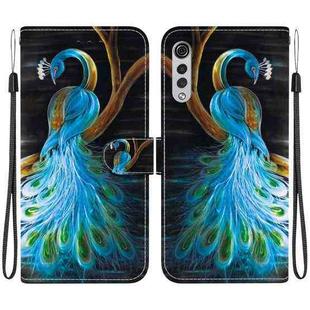 For LG Velvet  5G/ G9 4G Crystal Texture Colored Drawing Leather Phone Case(Peacock)