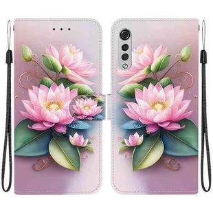 For LG Velvet  5G/ G9 4G Crystal Texture Colored Drawing Leather Phone Case(Lotus)