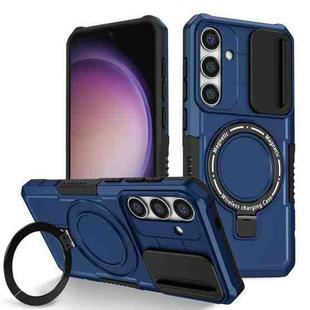 For Samsung Galaxy S24 FE 5G Sliding Camshield MagSafe Holder TPU Hybrid PC Phone Case(Royal Blue)