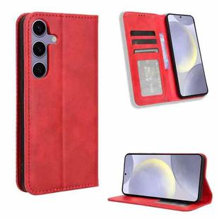 For Samsung Galaxy S25+ 5G Magnetic Buckle Retro Texture Leather Phone Case(Red)
