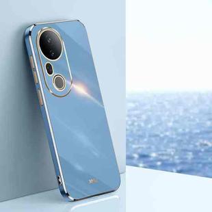 For vivo S20 Pro XINLI Straight 6D Plating Gold Edge TPU Phone Case(Celestial Blue)