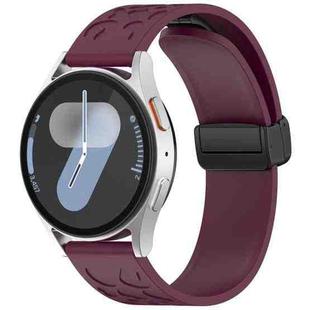 20mm Leopard Print Magnetic Folding Buckle Silicone Watch Band(Wine Red)