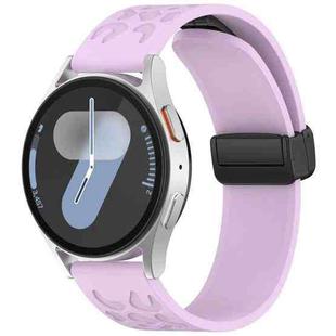 20mm Leopard Print Magnetic Folding Buckle Silicone Watch Band(Purple)