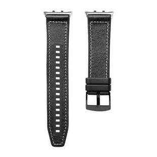 For Honor Watch 5 Hybrid Leather Silicone Watch Band(Black)