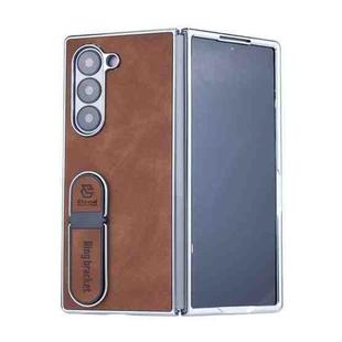 For Samsung Galaxy Z Fold5 Invisible Stand Design Fold Phone Case(Brown)